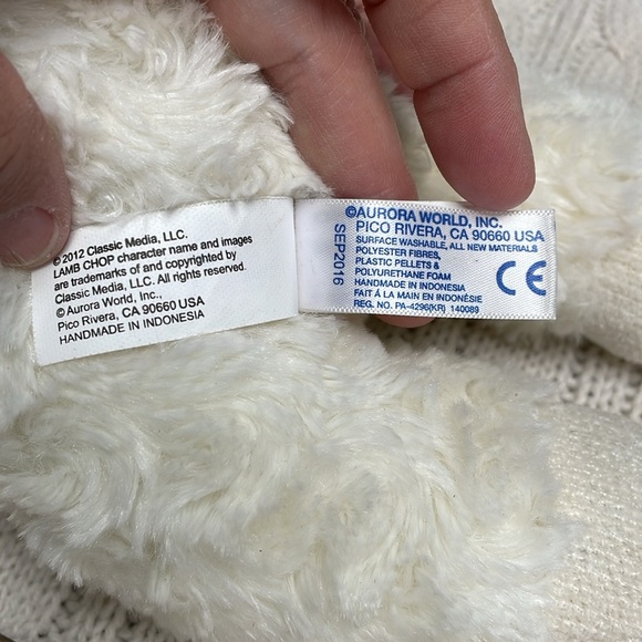 Lamb Chop Dog Medium Stuffed Toy Plush Aurora World cream red tan black 2012 - Picture 4 of 11